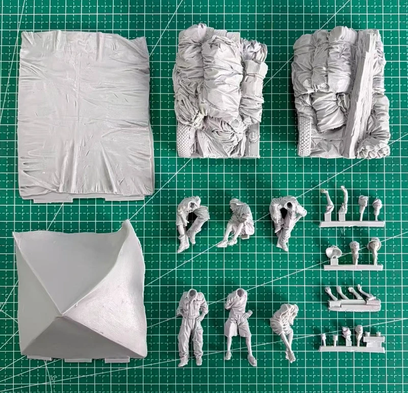 1/35 스케일 다이캐스트 수지 모델 키트 제2차 세계대전 북아프리카군 승무원 및 액세서리 6개 피규어(트럭 없음) 조립되지 않고 도색되지 않음