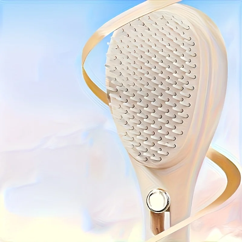 Rotating Anti-Static Hair Brush Detachable Telescopic Styling Comb with Plastic Bristles for All Hair Types Travel Home Use Gift