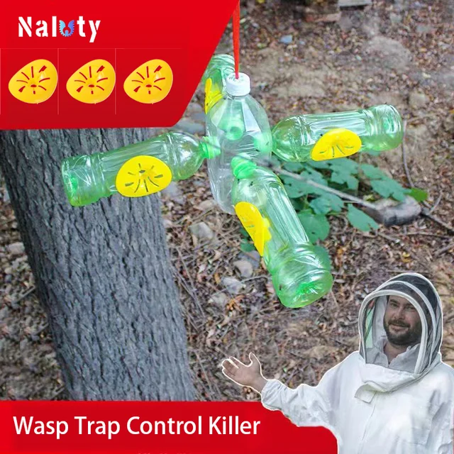 5-30 Darabos Újrafelhasználható Sárga Műanyag Méh Darázs Virág Alakú Repülõ Rovarok Tölcsér Csapda Kártevőirtó Gyilkos Otthon Kültér - Image 3