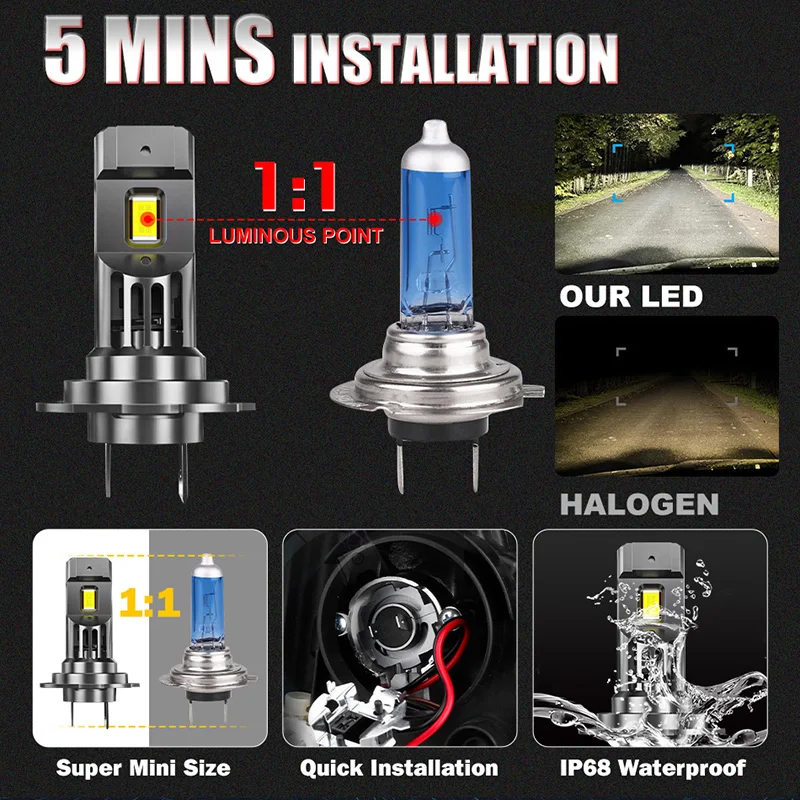 800W Turbo H7 H11 LED Headlight Bulbs CANBUS Lights 80000LM thumbnail 3