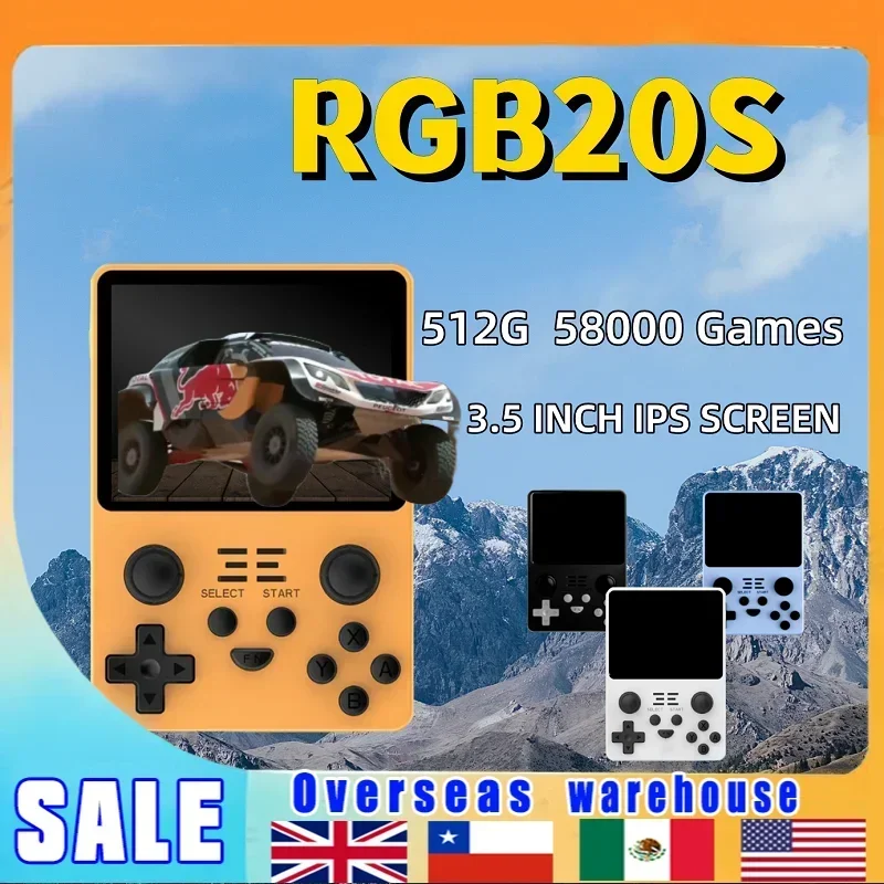 256G Powkiddy Nuovo Originale Rgb20S Schermo Ips Da 3.5 Pollici Hd Dual Card Console Retro Open Source System Gioco Portatile 58000 Giochi
