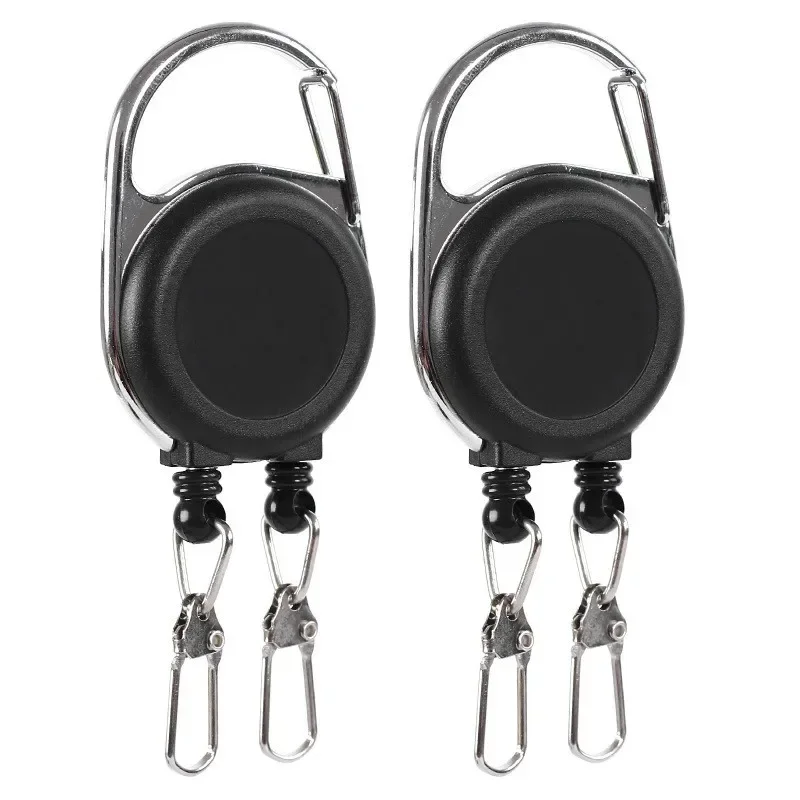 Badge Holder Retractable Badge Reel Retractable Key Ring Retractable ID Lanyard Retractable ID Tag Badge Holder Keychain Creative Double-hook Badge Reels Multi-purpose Retractable Badge Reels Key Ring ID IC Card Holder Outdoor Convenient Hooks