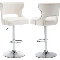 Bar Stools, Velvet Counter Height Adjustable Barstools, Swivel Bar Chairs for Kitchen Island, Cafe, Bar 1