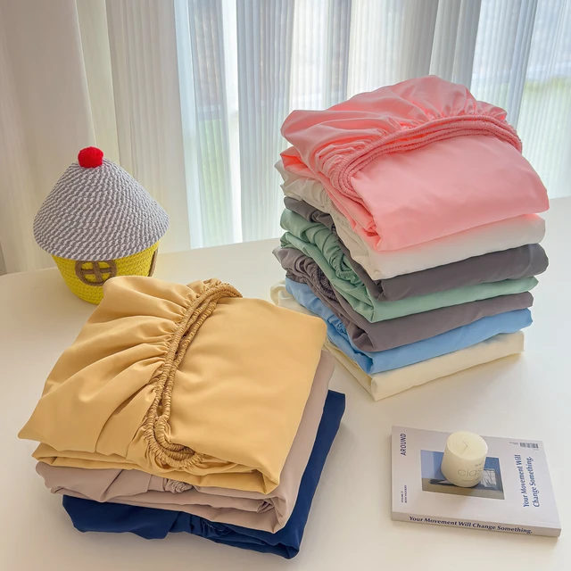 Drap-housse en coton avec bandes élastiques, couvre-matelas de couleur de haute qualité pour lit simple, Double, King, Queen, sans taies d'oreiller 1