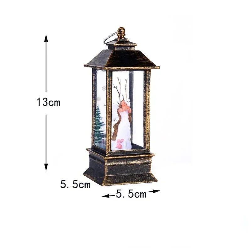Retro Square Lamp Santa Claus Night Light Christmas LED Wind Lights Christmas Tree Ornaments Home Decoration Gift