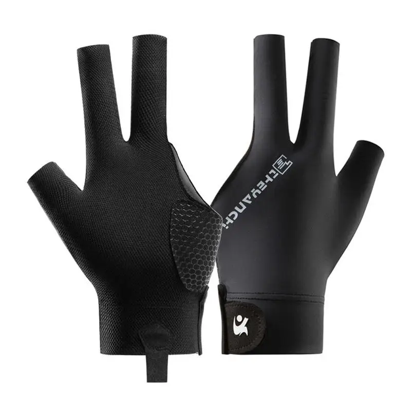 Billiards Glove Left Hand Three Finger Snooker Billiard Glove Non Slip Stickers Elasticity Billiard Training Gloves Accessories billiard gloves