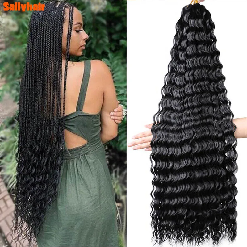 Sallyhair Synthetic Deep Wave Twist Crochet Hair Natural Afro Curls Crochet Braids Ombre Braiding Hair 32" Extensions For Women