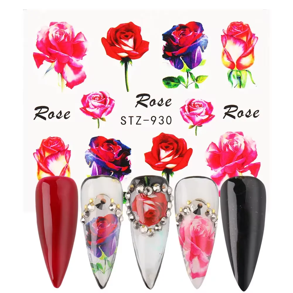 Beauty Flower Water Transfer Nail Sticker Nail Art Decals DIY Decorations Manicure Sliders Tip Tool 1 sheet, nail stickers,nail art decoration,nail decals,nail art tools,flower stickers