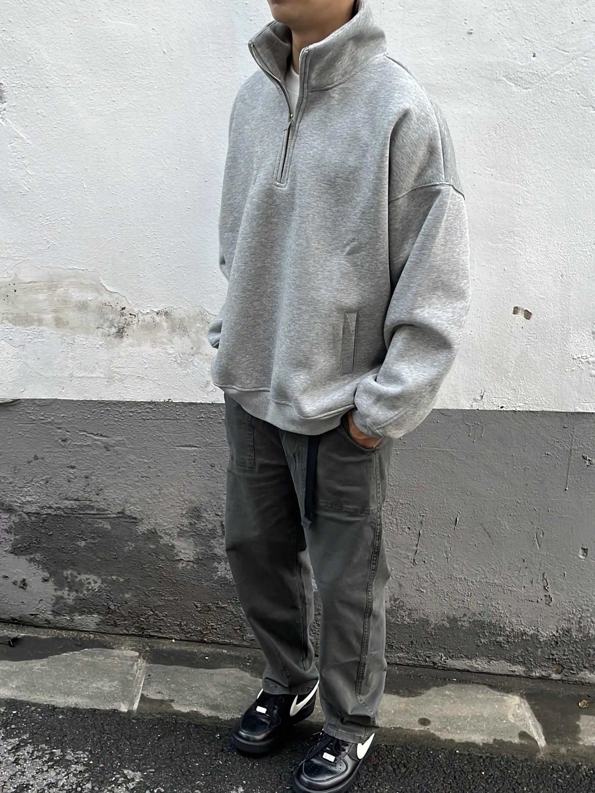 American Sle Heavyweight  Ne Sweatirt Men's Loose Oversize f Zip ey Couple's Outerwear Spring Autumn