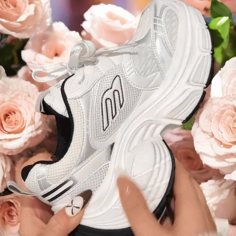 Women Little White Shoes 2025 Spring and Autumn Versatile Dad Shoes Lightweight Non-slip Sports Shoes Women