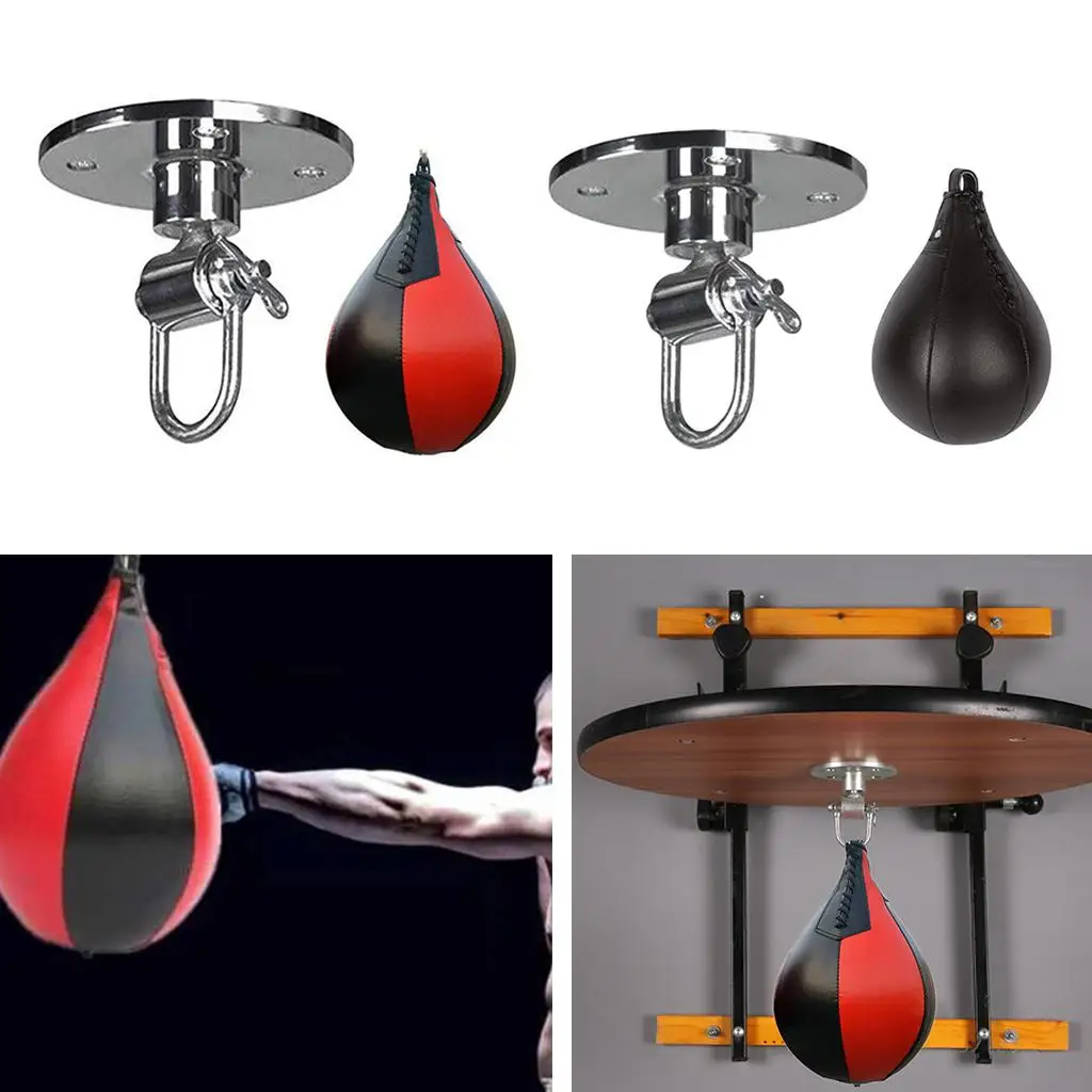 Boxing Training Speedbag, Heavy Duty PU Leather Hanging Swivel Punch Ball Speedball for Boxing MMA Muay Thai Fitness Workout