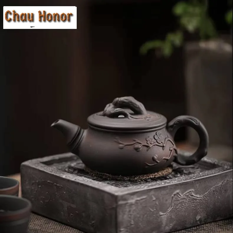 170ml Qingxi Purple Pottery Plum Blossom Teapot Handmade Household Unglazed Frosted Teapot Kungfu Teaset Tea Ceremony Drinkware
