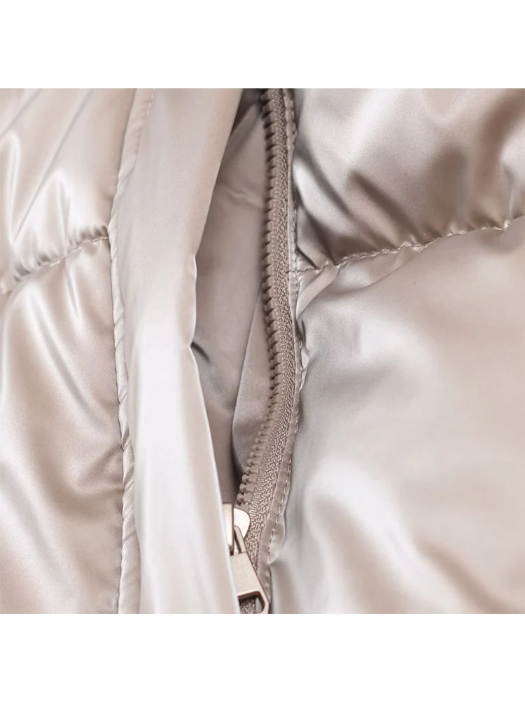 New Casual Puffy Cotton Coats For Women Stand Collar Zipper Up Long Sleeve Warm Streetwear 2025 Winter Female Chic Jacket