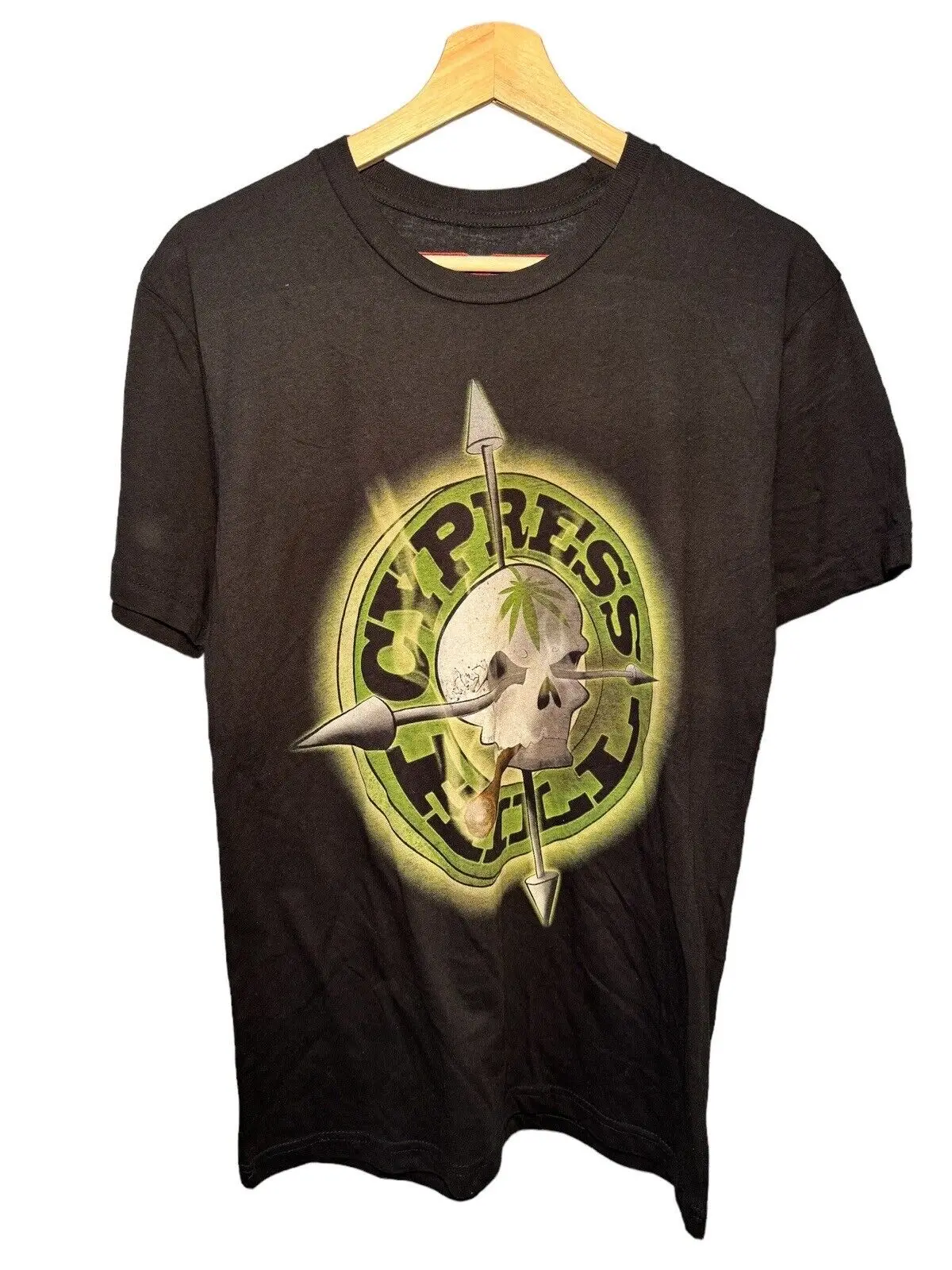 Maglietta Cypress Hill Vtg Still Smokin' Black Green Skull Size Small Hip Hop Maniche Lunghe