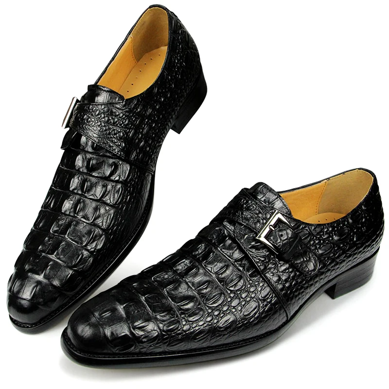 Ceinture élégante en crocodile noir personnalisable | BRUCLE
