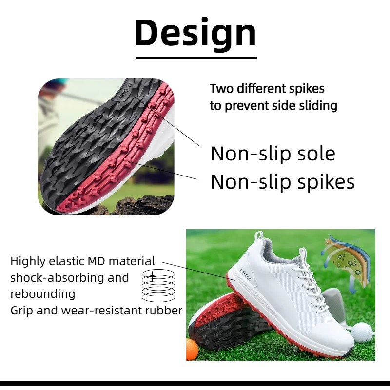 Golf Shoes Men - Waterproof Outdoor Sport Sneakers with Anti-Slip Sole Lightweight Breathable Upper for Beginners Leisure Sports