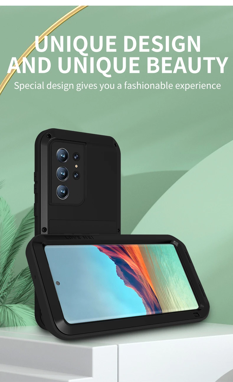 

Мощный чехол Love Mei для Samsung Galaxy S22 Plus, сверхпрочный металлический армированный водонепроницаемый ударопрочный защитный чехол S22 Ultra