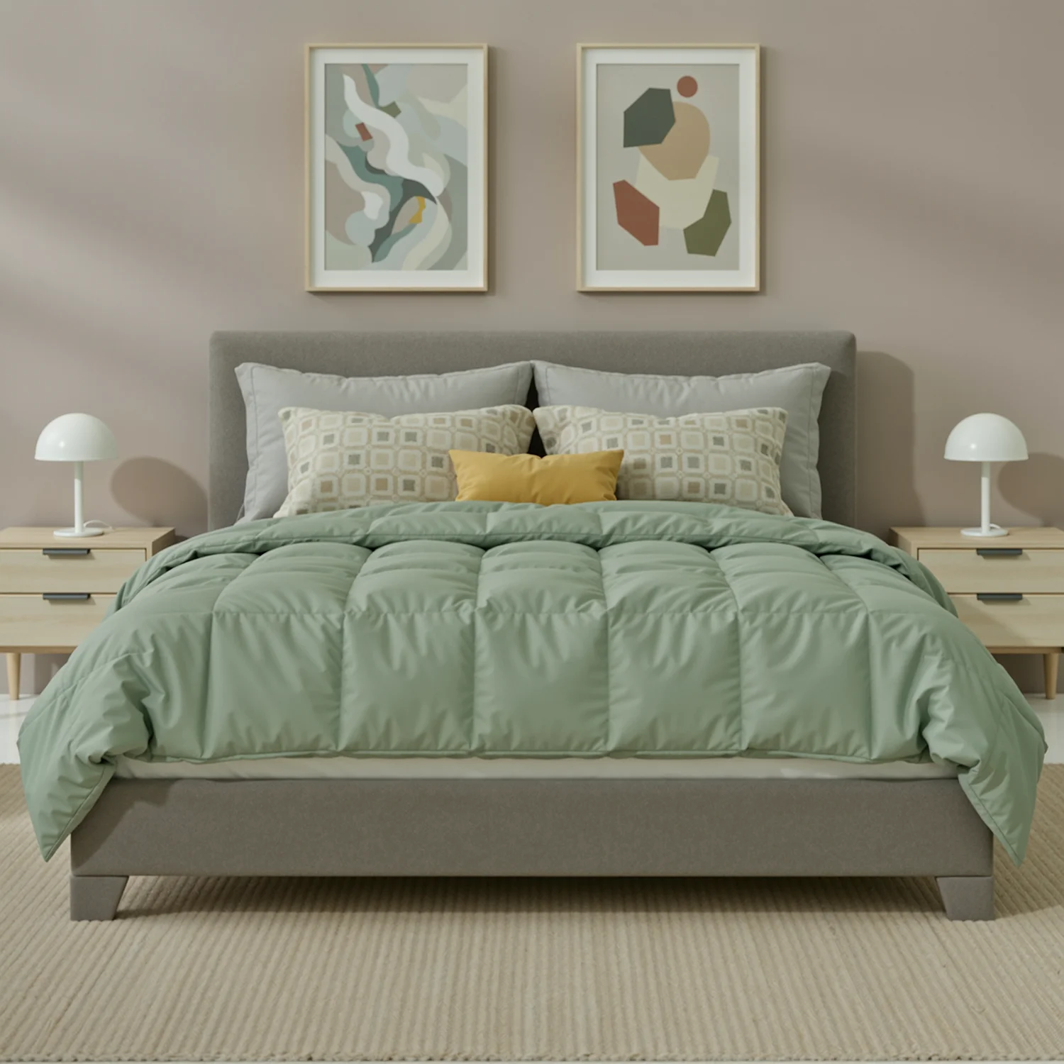 Light Gray HOOMIC Full/Queen/King Upholstered Bed Frame with Adjustable Linen Headboard, Sturdy Wood Slats and Quiet Support