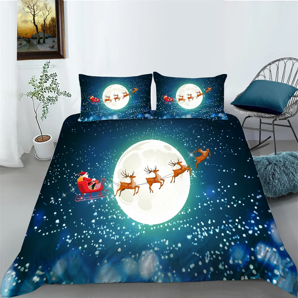 

Christmas Style Bedding Covers Ice and Snow Pattern Comforter Cover Sets Teens Kids Single Size Microfiber Bedroom Decor