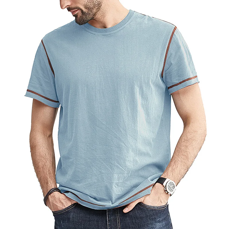 

Summer color matching crewneck T-shirt short-sleeved men's T-shirt
