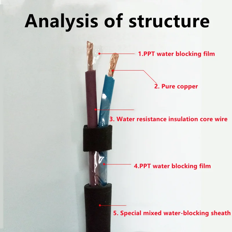 야외 방수 유연한 수중 펌프 케이블, JHS 세미 고무 케이블, 5 m, 20awg, 18awg, 17awg, 15awg, 13awg, 9awg, 2, 3, 4, 5 코어