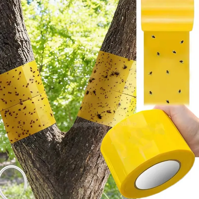 Neue 1-Rollen-Klebefalle 5/10 Meter Gelbes Doppelseitiges Schutzband zur Schädlingsbekämpfung im Garten gegen Blattläuse, Ameisen und Motten