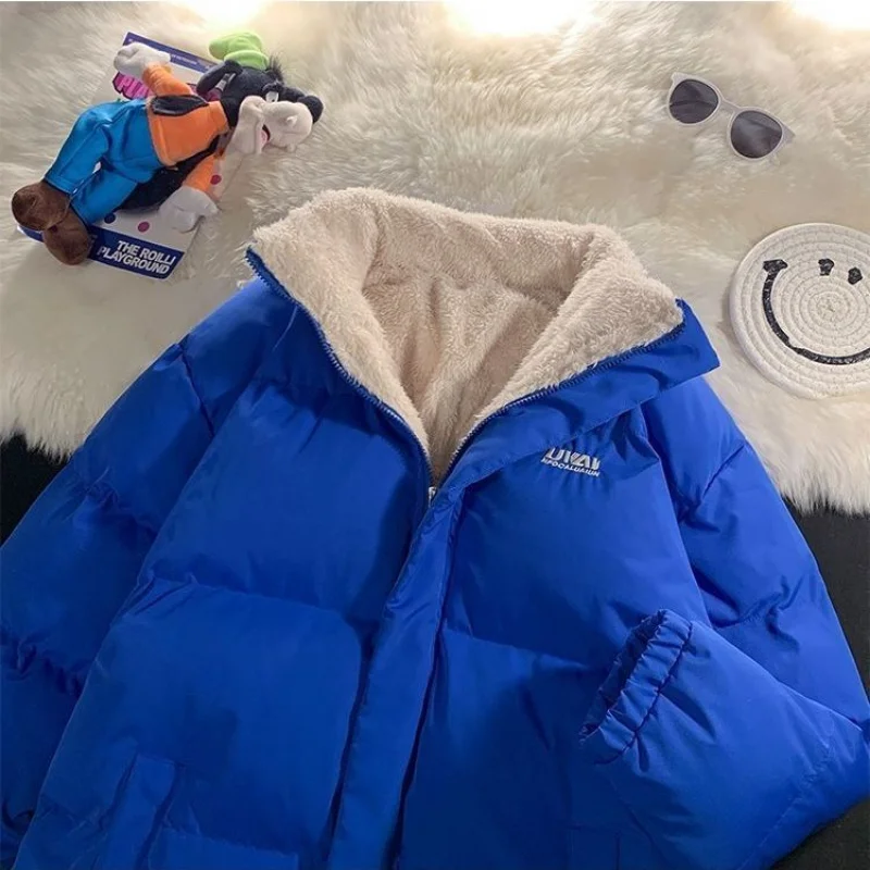Winter Heated Coat Loose Fleece Outerwear Korean Fashion Thickening Cotton-padded Leisure Stand Collar Lovers Windbreak Jacket