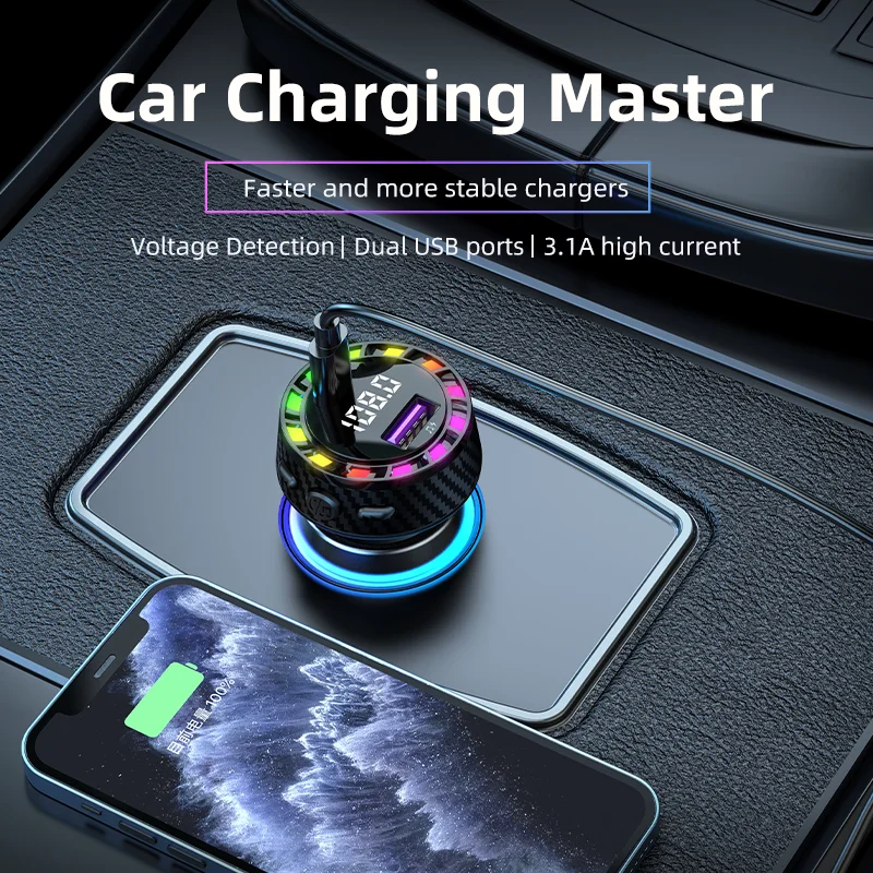 New 30W PD Car Charger QC3.0 Fast Charge Car Cigarette Lighter Plug 2 Port Car Charger Flash Charge with Digital Display 2025
