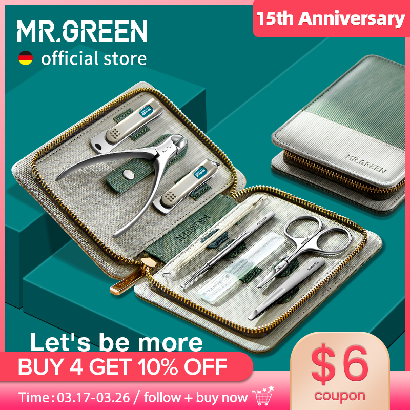 MR.GREEN Manicure Set Pedicure Sets Nail Clipper Stainless Steel Professional Nail Cutter Tools with Travel Case Kit
