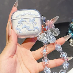 Sparkling Blue Butterfly Print Protective Earphone Case - airpods pro2 (SKY BLUE)