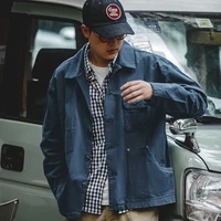 Maden Navy Vintage Jacket Men Turn-down Collar Hunting Tops Multi-Pocket Coat Men's Spring and Autumn Workwear Jacket 2
