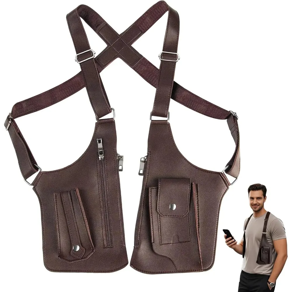 Men's Anti-Theft Underarm Leather Bag with Hidden Adjustable Strap