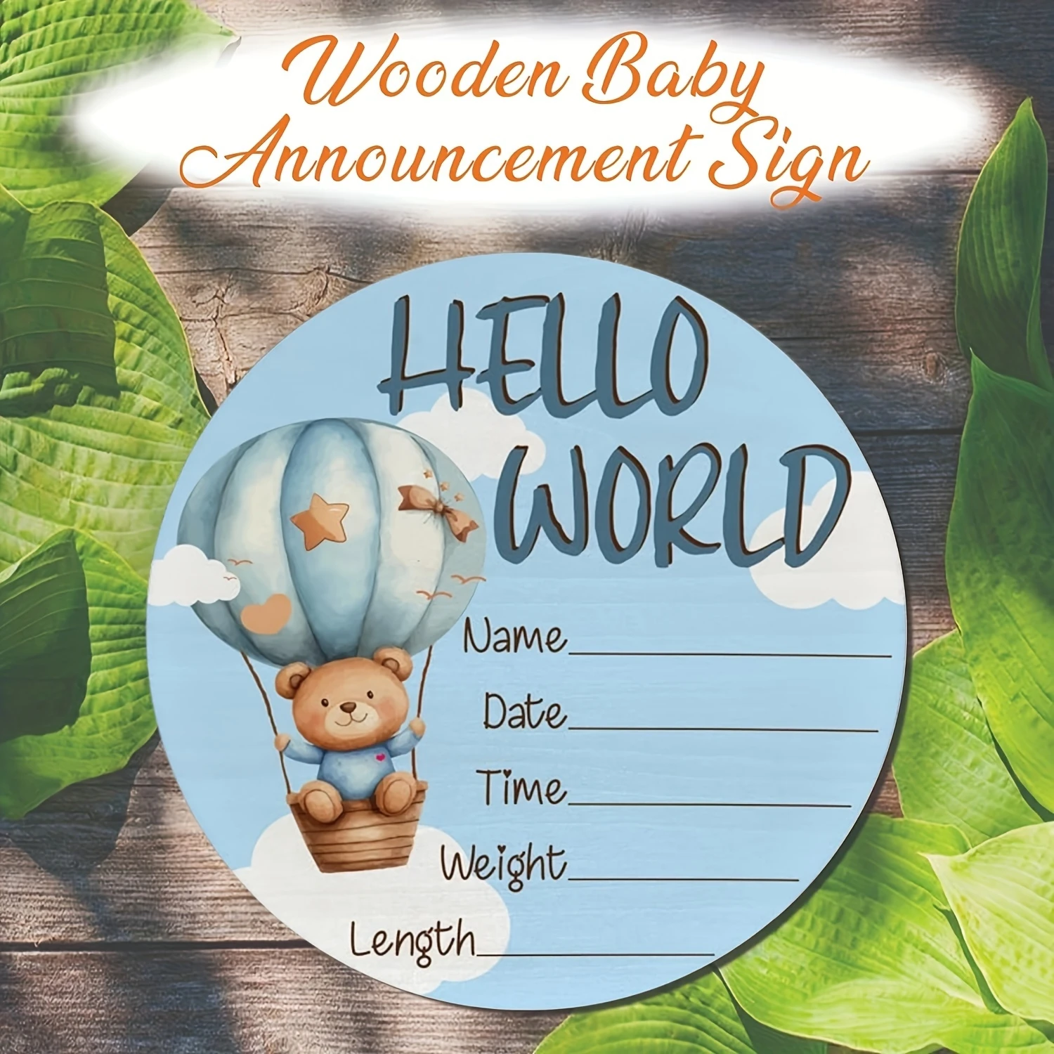 1pc 나무 출생 발표 기호 Hello World 테마, 새로운 어머니 샤워 보육 12월을 위한 사진 소품용 맞춤형 필드 포함