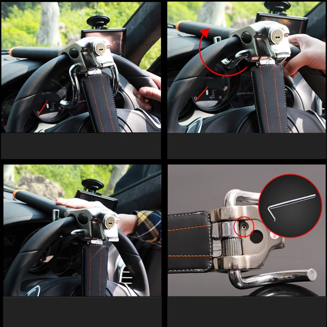 Bloqueo giratorio para volante de coche, herramienta de seguridad antirrobo,  plegable, aleación - AliExpress