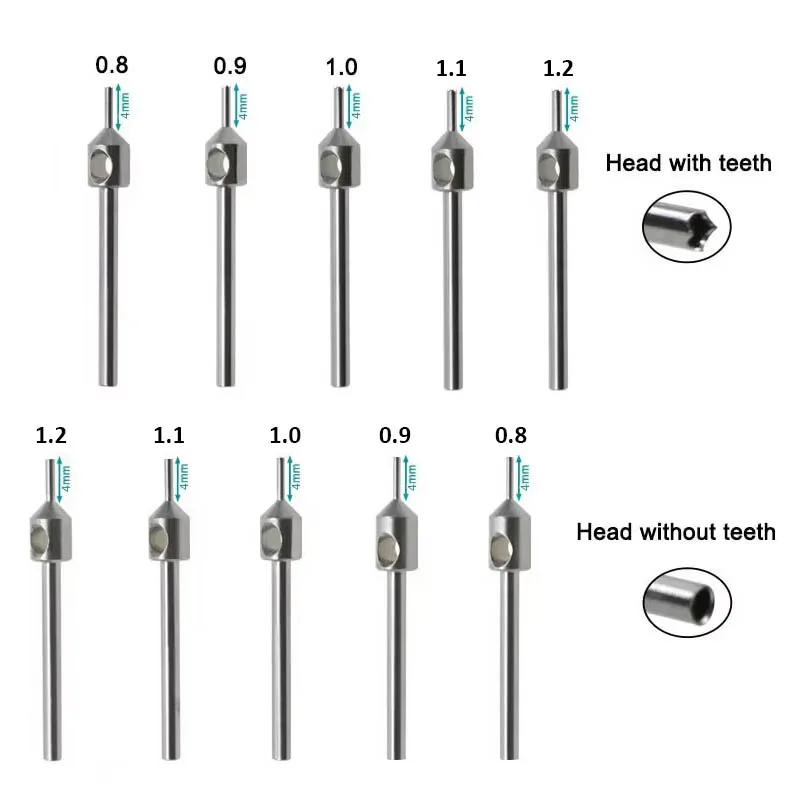 0,7 mm - 1,2 mm Edelstahl-FUE-Punch-Haartransplantationsimplantator ohne Rasur für langes Haar, 1/5/10 Stück