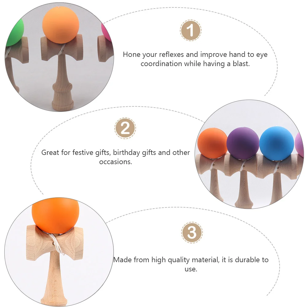 1PC Wooden Sword Ball Toy Splicing Skill Creative Skill Ball For Yard Stadium Home Park Sword Ball Outdoor Toy Children Gift 3