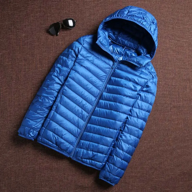 Korean Version Men's Street Casual Wear Feather Jacket Standing Collar Hooded Warm Men's Autumn and Winter Down Jacket