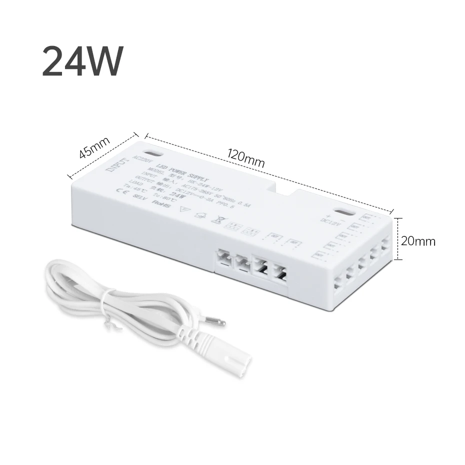 ตัวเลือกสินค้า หม้อแปลงไฟฟ้าควบคุมแสง LED 12V/24V สำหรับตู้เสื้อผ้า