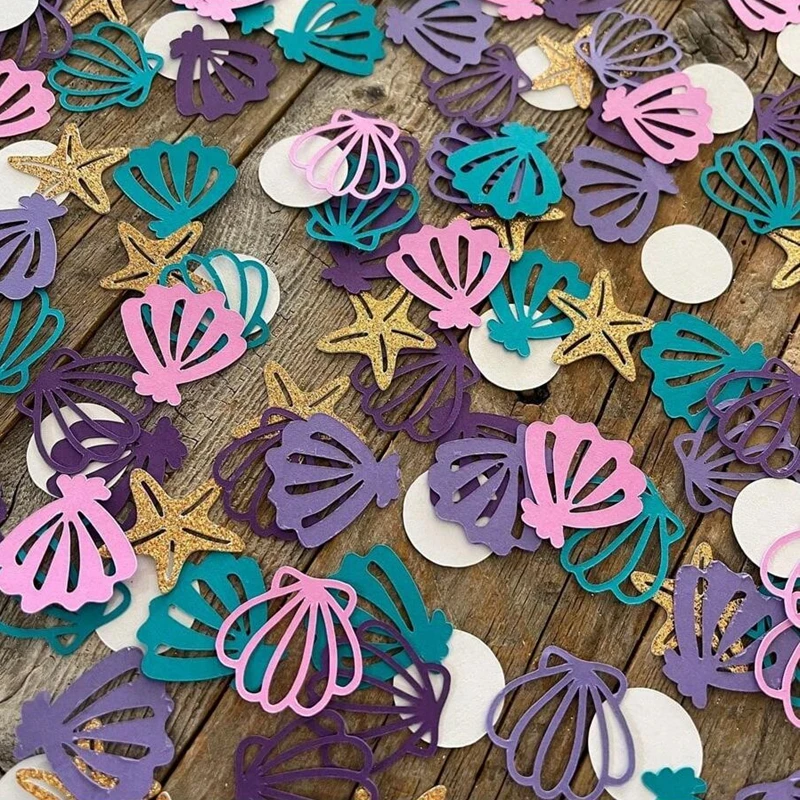 Mermaid Themed Party Confetti Shell Starfish PearlConfetti DIY Decorative Items for Throwing on the Birthday Wedding 100pcs