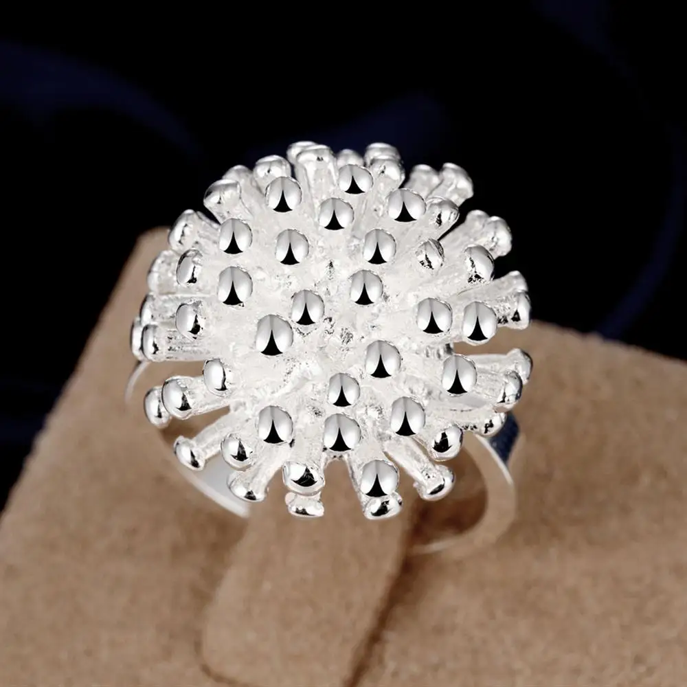 

Hot 925 Sterling Silver Pretty Fireworks Rings for Women Size 5 6 7 8 9 10 Fashion Wedding party Jewelry engagement Holiday gift