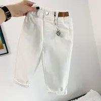 Boys and Girls Pants Spring and Autumn Children's Casual Pants Foreign Korean Cotton Pants Baby White Elastic Pants 2