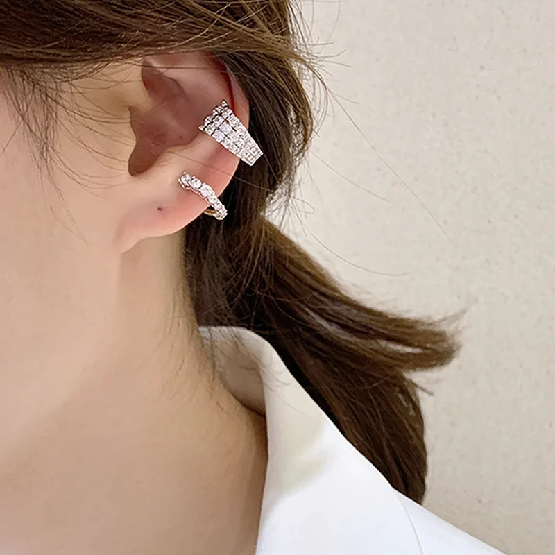 Fashion Geometric Cubic Zirconia Clip Earrings for Women New Ins Simple U-shaped Without Pierced Ears Jewelry RE2756 ear clip earrings clip earrings ear clip ear accessories