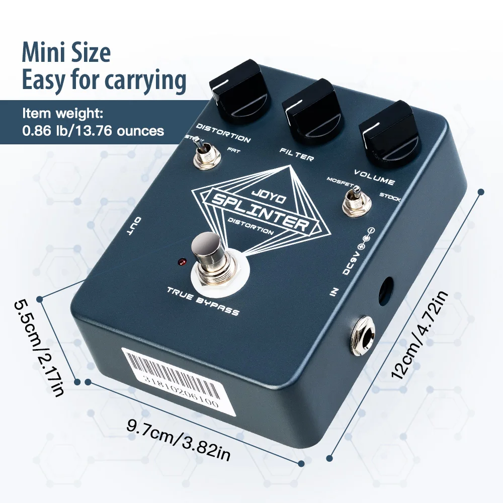 JF-21 SPLINTER Distortion Guitar Pedal Warm and Dynamic Fuzz Distortion Effects
