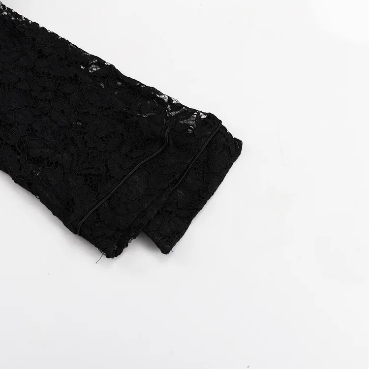 Lace Hollow Out Printed 2 Piece-Set Trousers Female See-Through Sexy See-Through Shirts And Fashion Women's Pants Outfits