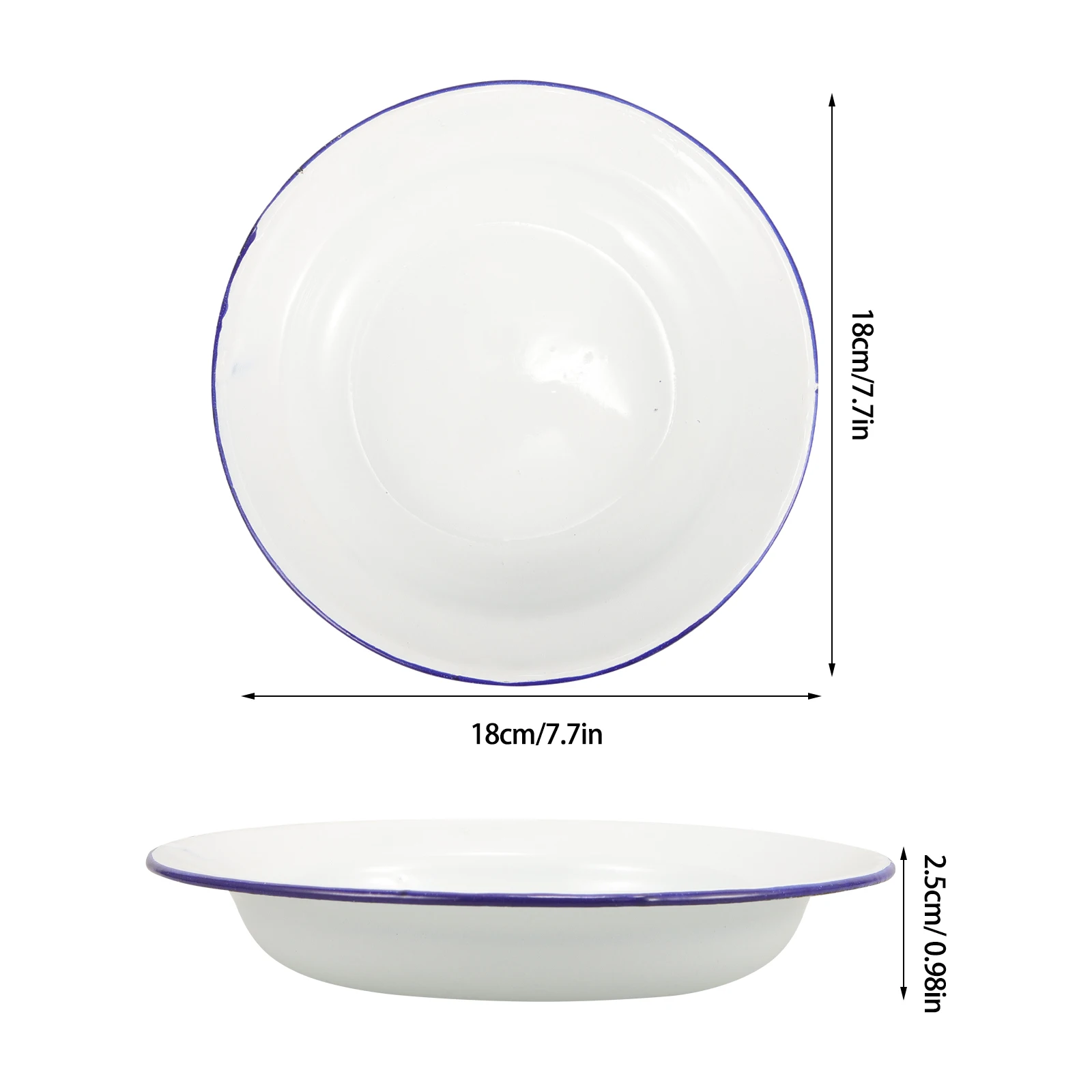 4 Pcs Enamel Camping Dishes Plate Pasta Hotel Dessert Enamelware Oven Tray White