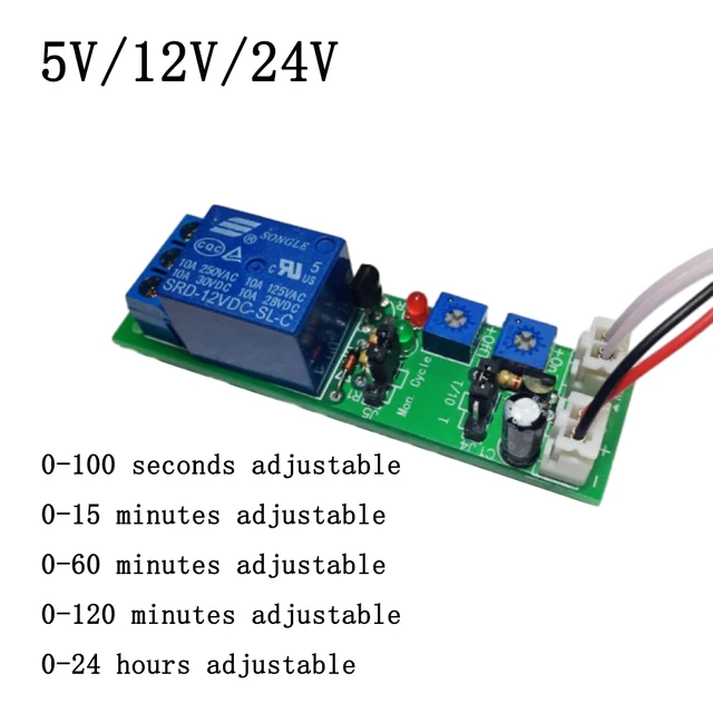 Modulo Relè Temporizzatore DC 12V 0-120min - Regolabile, Per Accensione/Spegnimento Ciclico