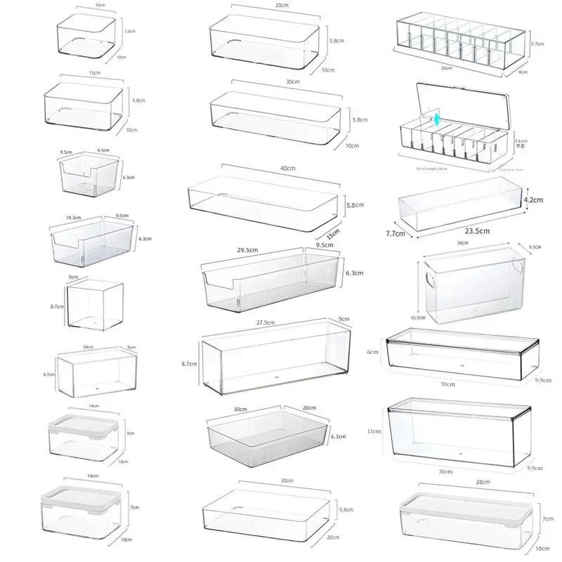 AcrylicDesktopOrganizerBoxKitchenDrawerBuilt-InDividersTransparentCosmeticMakeupStationLongRectangleJewelleryDisp