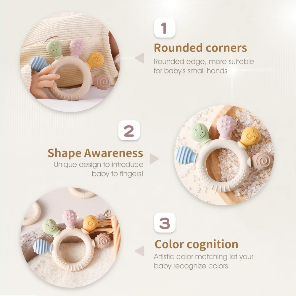 Baby Silicone Teether Dental Toys BPA Free Silicone Finger Teething Ring Bracelet Newborn Goods Baby Teething Toys Gift
