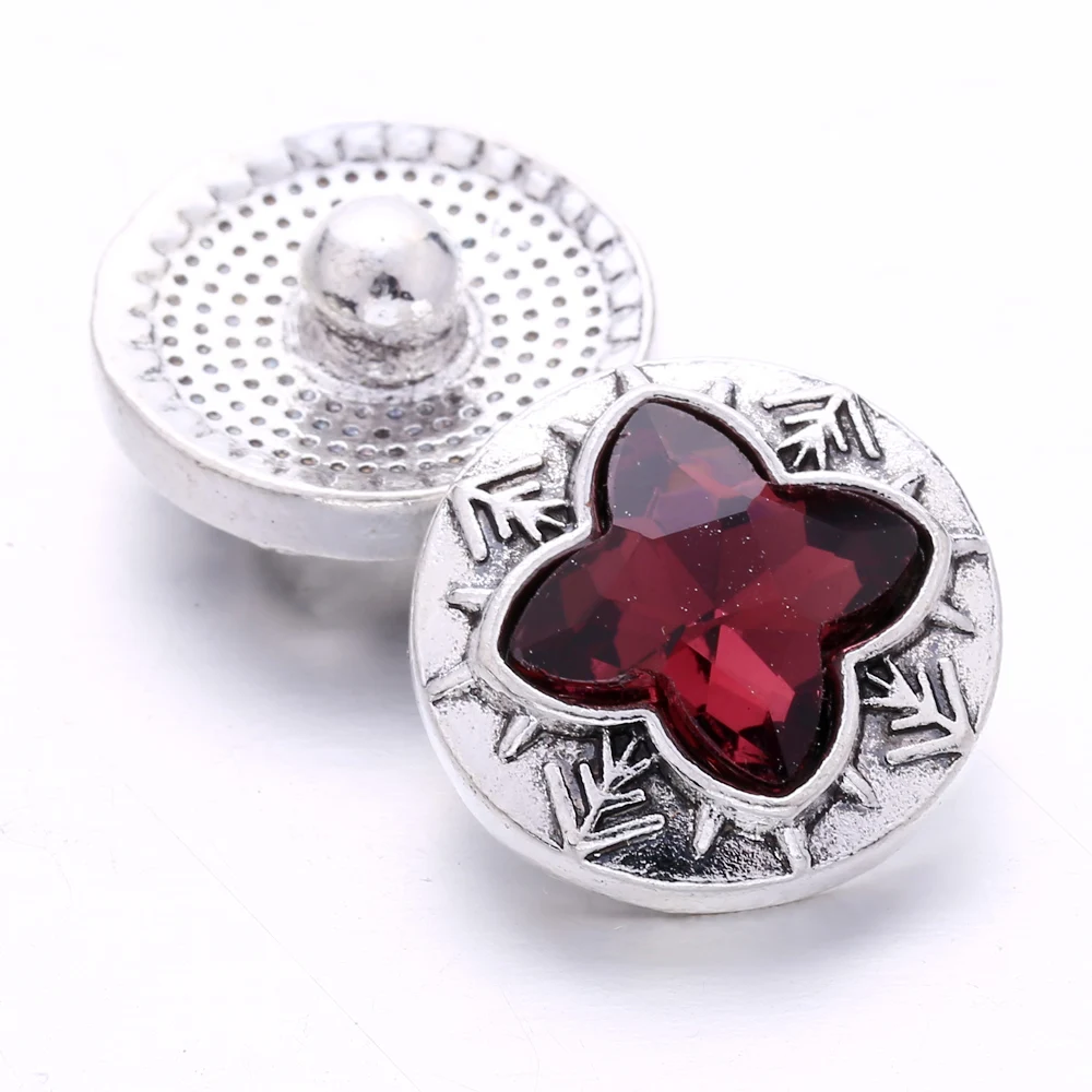 20pcs Metal Rhinestone Flower 18mm Snap Buttons Fit Interchangeable 18mm Leather Snap Button Bracelet
