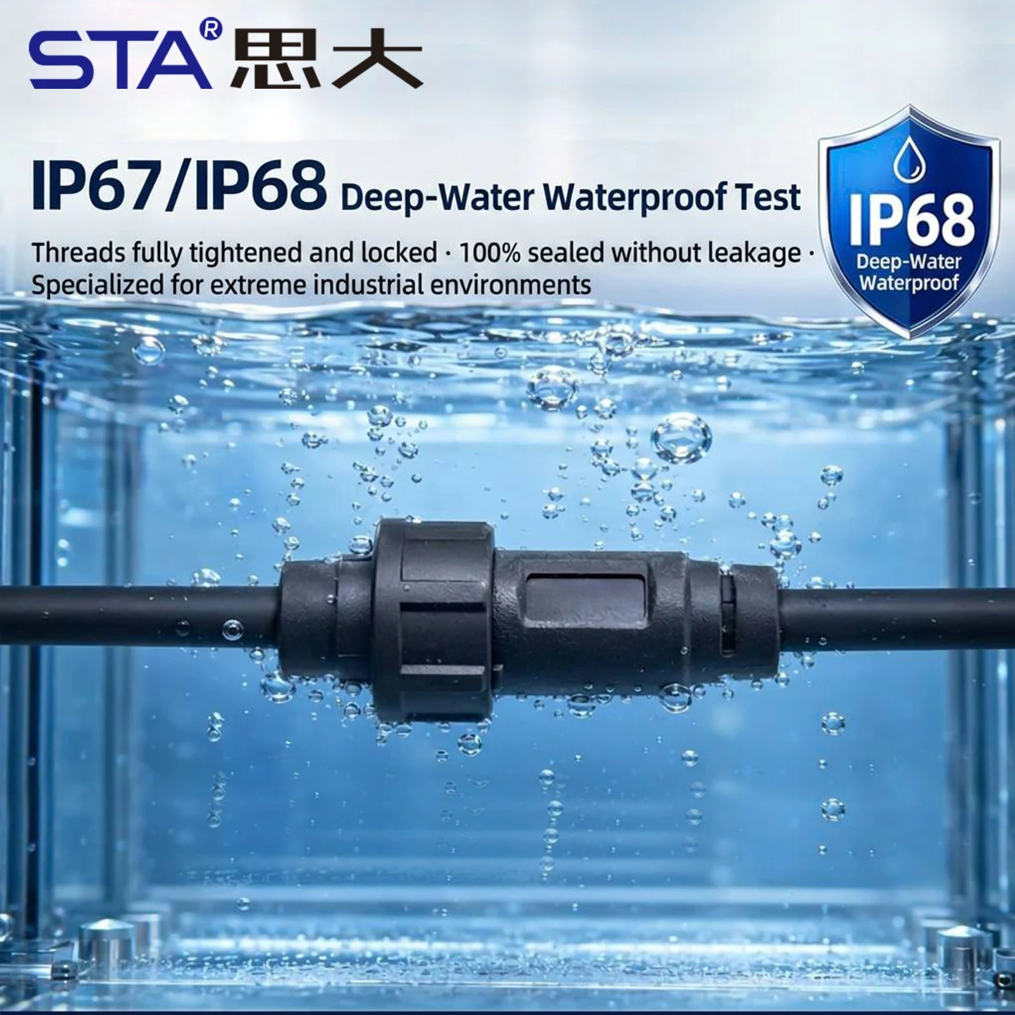 Waterproof Type-C to USB 3.0 Quick Charge Panel Mount Connector